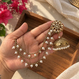 Golden Aabroo Earrings with Detachable Hair Chain