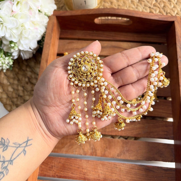 Bahara Earrings with hair chain