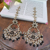 Deepika Chandbalis with Hair Chain (Black)