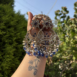 Deepika Chandbalis with Hair Chain (Blue)