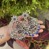 Deepika Chandbalis with Hair Chain (Blue)