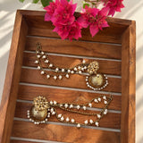 Golden Aabroo Earrings with Detachable Hair Chain