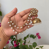 Golden Aabroo Earrings with Detachable Hair Chain