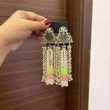 Zareen Earrings (Green-Pink)