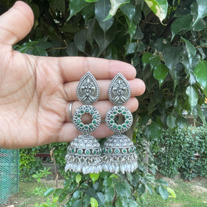Nayanika Silver Jhumka (4 colors)