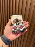 Viral Turkish Earrings (Dark Pink - Green)
