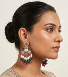 Viral Turkish Earrings (Dark Pink - Green)