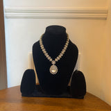 White Jewellery Set with Earrings and Mang Tikka