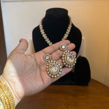 White Jewellery Set with Earrings and Mang Tikka