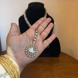 White Jewellery Set with Earrings and Mang Tikka