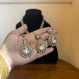 White Jewellery Set with Earrings and Mang Tikka