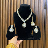 White Jewellery Set with Earrings and Mang Tikka