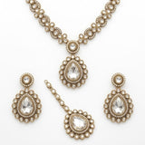 White Jewellery Set with Earrings and Mang Tikka