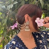 Ira White Earrings with Detachable Hair Chain