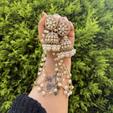 Ira White Earrings with Detachable Hair Chain