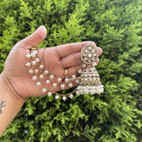 Ira White Earrings with Detachable Hair Chain