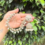 Mirror Jhumkas with Hair Chain