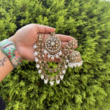 Mihika Mirror work Earrings with Mang Tikka