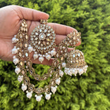 Mihika Mirror work Earrings with Mang Tikka