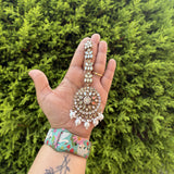 Mihika Mirror work Earrings with Mang Tikka