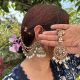 Mihika Mirror work Earrings with Mang Tikka