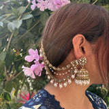 Mihika Mirror work Earrings with Mang Tikka