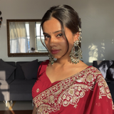 Deepika Chandbalis with Hair Chain (Dark Green)