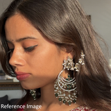 Deepika Chandbalis with Hair Chain (Black)