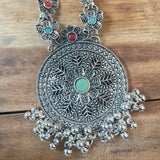 Silver Multi-color long jewellery set