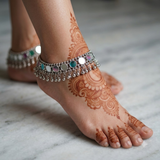 Silver Mirror Payal (Circular)