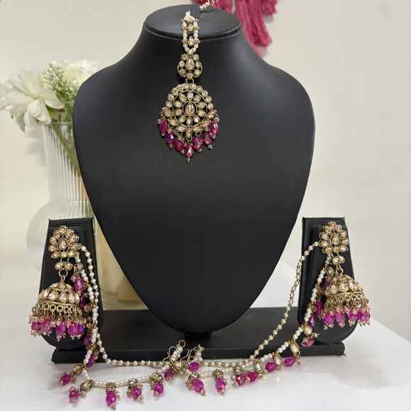 Gulbahaar Earrings with Hair Chain & Mang Tikka