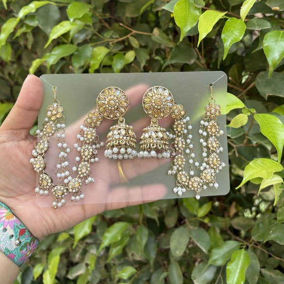 Surya Golden Earrings with Hair Chain