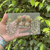 Surya Golden Earrings with Hair Chain