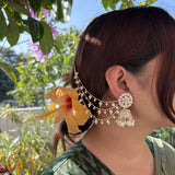 Surya Golden Earrings with three layer Hair Chain