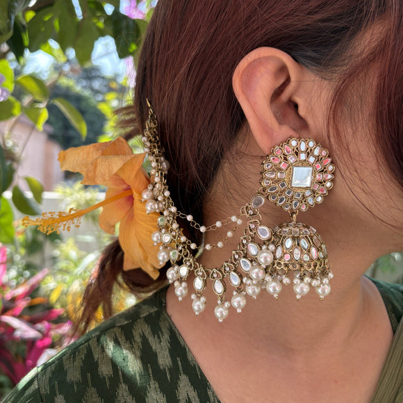 Viral Mang Tikka Earrings with Hair chain