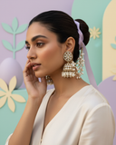 Ira White Earrings with Detachable Hair Chain