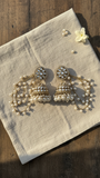 Ira White Earrings with Detachable Hair Chain
