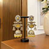 Zahra Silver Jhumkas (Yellow)